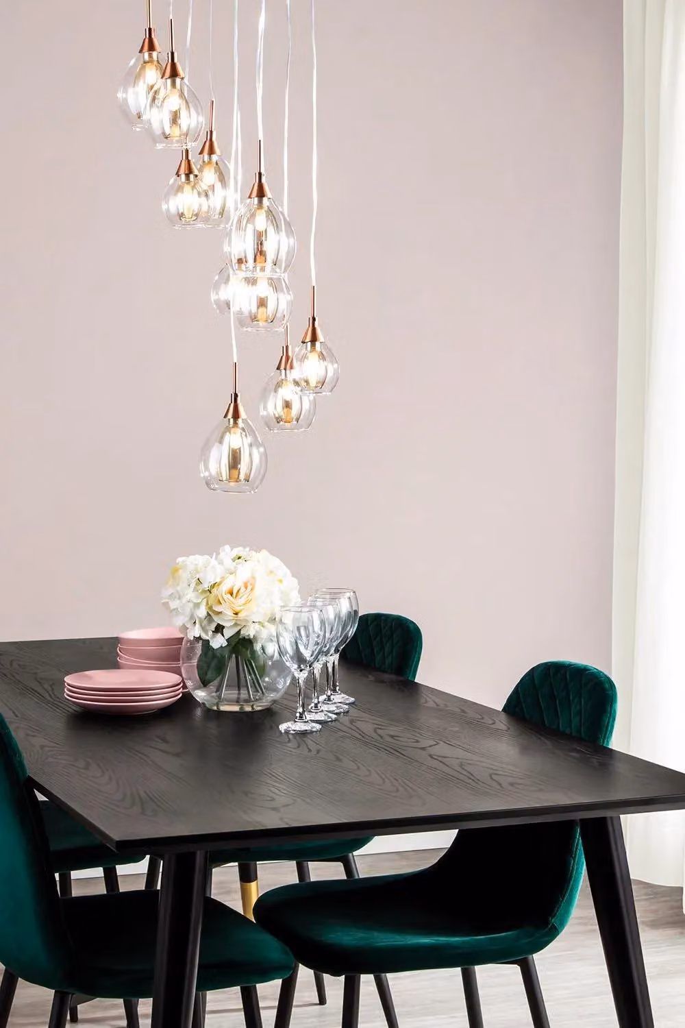 BHS Lighting Carmella Cluster Suspended Ceiling Light in Copper and Transparent Glass – 2