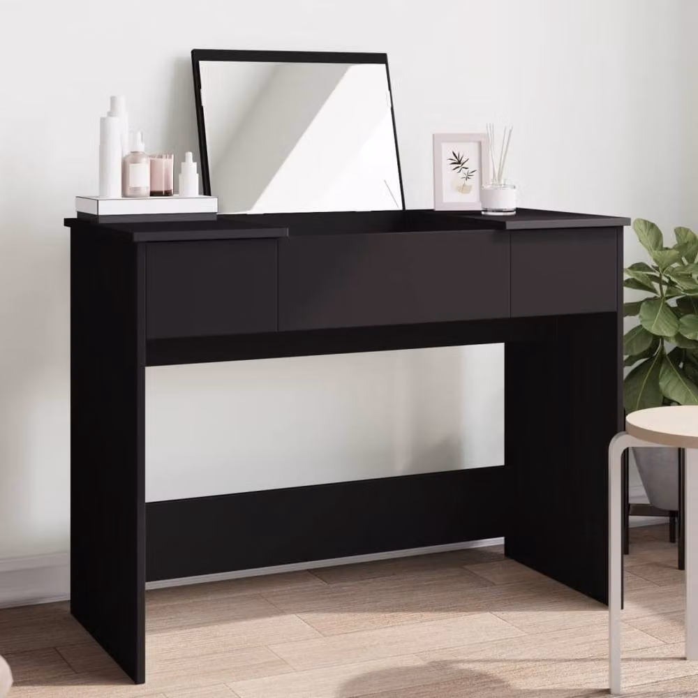 Berkfield Home Modern Dressing Table with Mirror in Black, W: 100 cm, D: 45 cm, H: 76 cm – 2