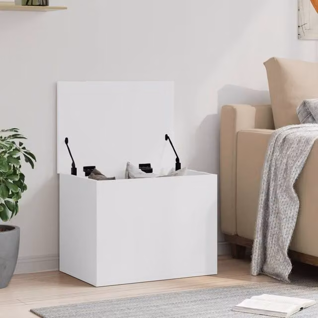 Berkfield Home White MDF Storage Box with Removable Lid W: 60 cm, D: 42 cm, H: 46 cm – 1