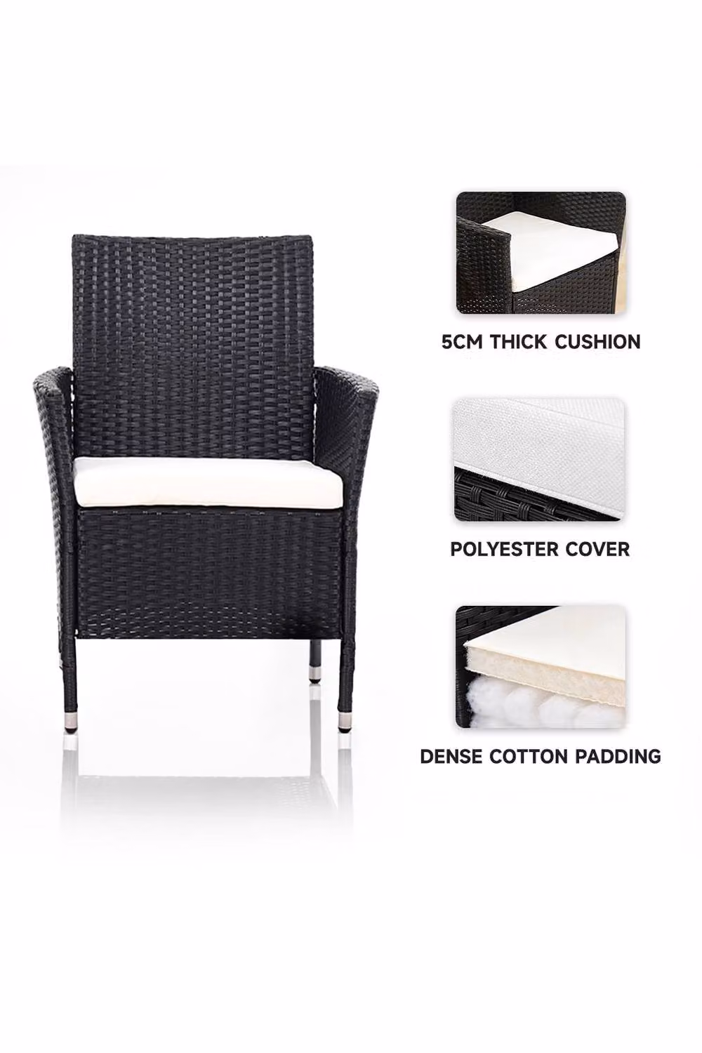 Garden Sanctuary Set of 4 Black Rattan Garden Chairs – 3