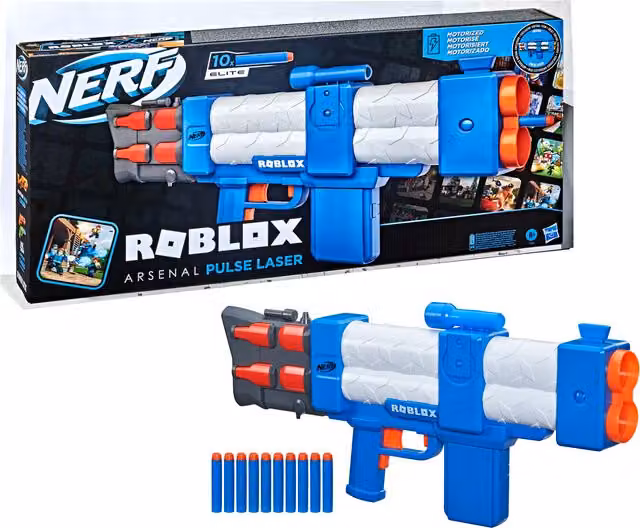 Hasbro Nerf Roblox Arsenal Pulse Laser Motorised Dart Blaster in Blue