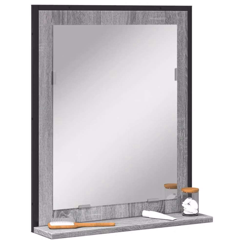 Berkfield Home Sturdy Bathroom Mirror with Shelf, Grey Sonoma, W: 50 cm, D: 12 cm, H: 60 cm – 2