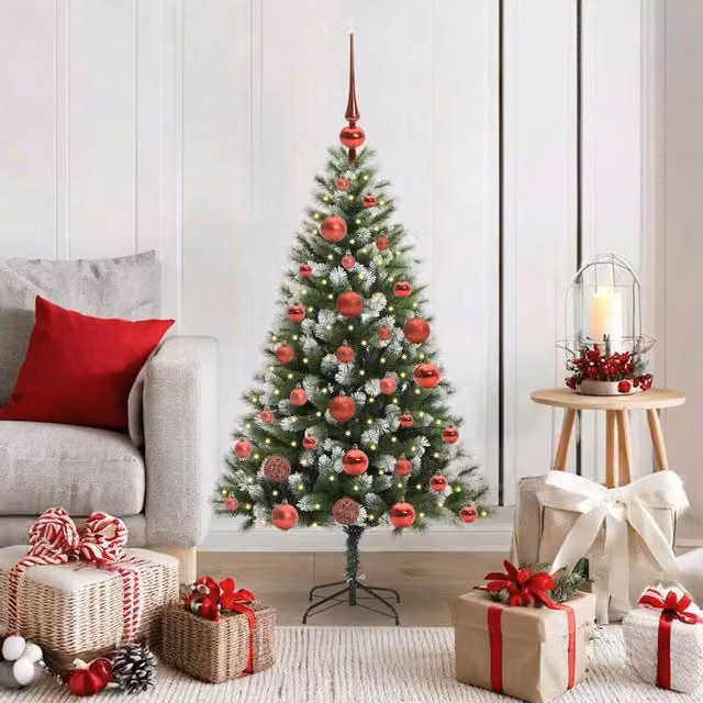 Berkfield Home Artificial Hinged Christmas Tree with Flocked Snow, Green, Height: 120 cm – 1