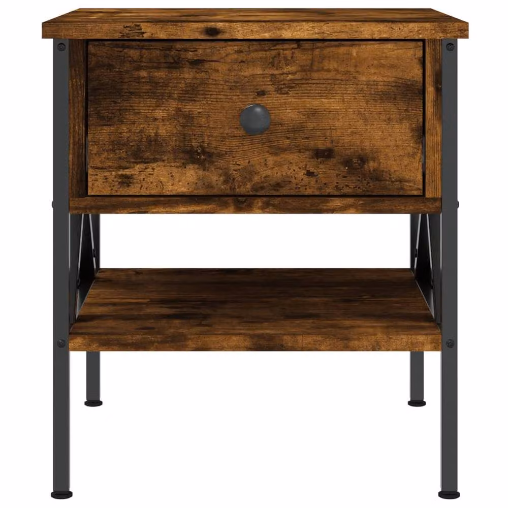 Berkfield Home Set of 2 Smoked Oak Bedside Tables in Brown, W/D/H: 40 x 42 x 45 cm – 5