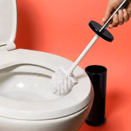 Harbour Housewares Black Stainless Steel Toilet Brush and Holder Set of 2 – 3