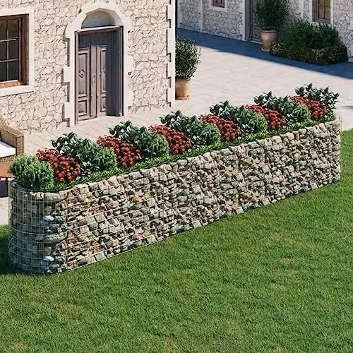 vidaXL Silver Galvanised Steel Gabion Raised Bed W: 600 cm, D: 100 cm, H: 100 cm – 2