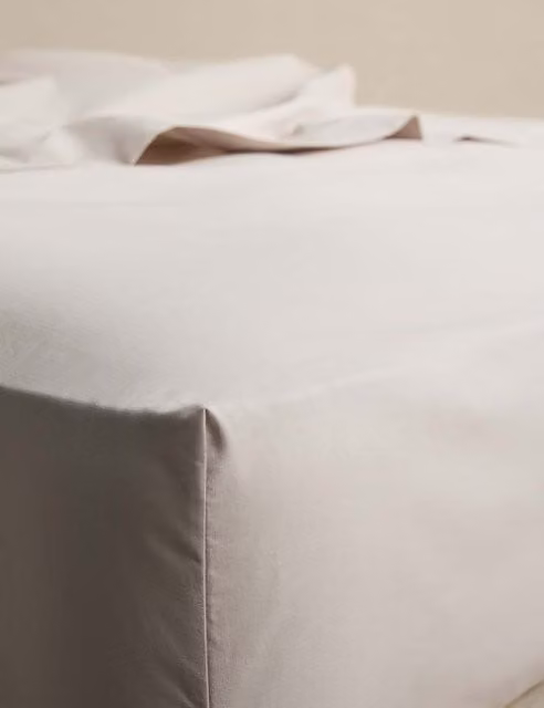 M&S Body Sensor Cooling Cotton Deep Fitted Sheet, Silver Grey, W/D/H: 90 x 190 cm