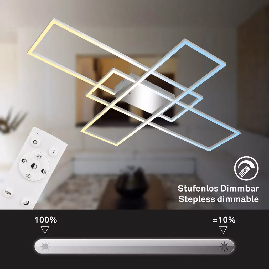Briloner White CCT LED Wall and Ceiling Light with Remote Control in Silver and Chrome – 3