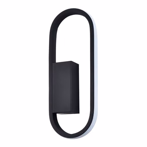 Happy Homewares Modern LED Ring Wall Light in Black Metal, W/D/H: 30 x 10 x 4 cm – 1