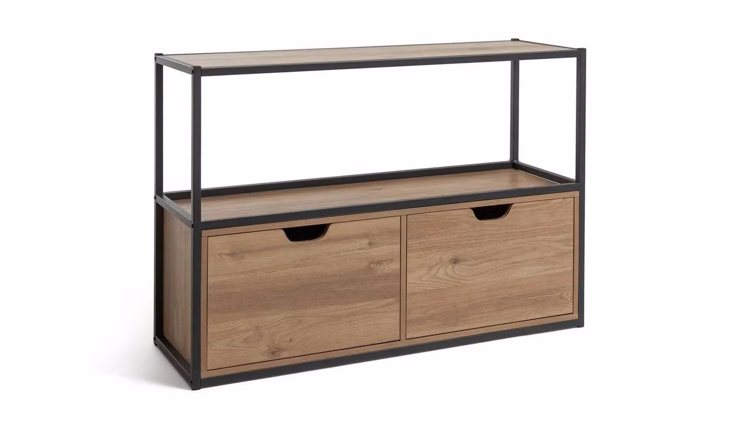 Loft Living 2 Drawer TV Unit Modern Industrial Media Storage Cabinet in Brown, W/D/H: 114.0 x 37.5 x 79.0 cm