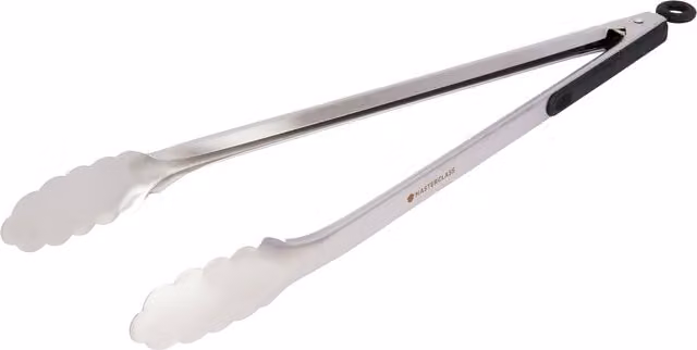 MasterClass Deluxe Stainless Steel Heat Resistant Food Tongs, Silver, 40cm