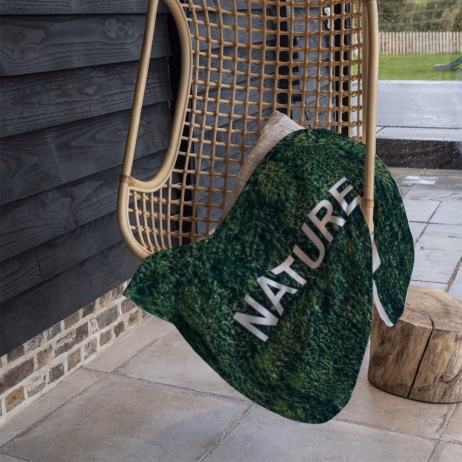 Benjamin Tate Design Wellness Nature Fleece Blanket in Green and Beige, W/D/H: 120 x 150 cm – 3