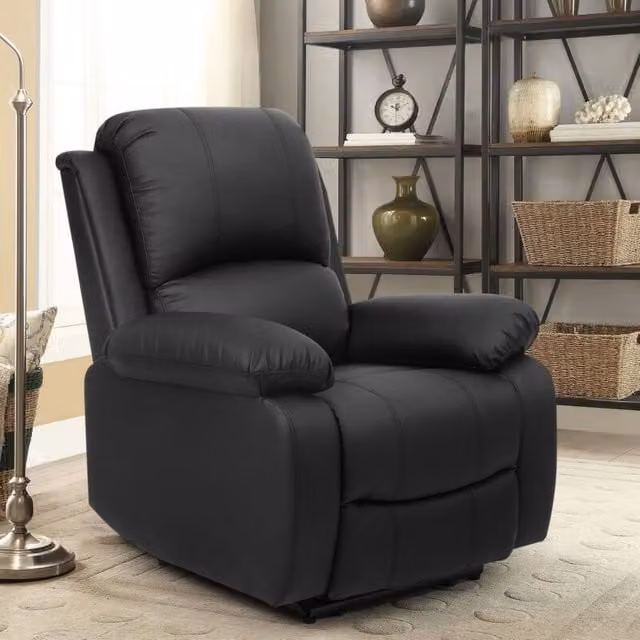 Comfy Living Ltd Black Bonded Leather Reclining Armchair