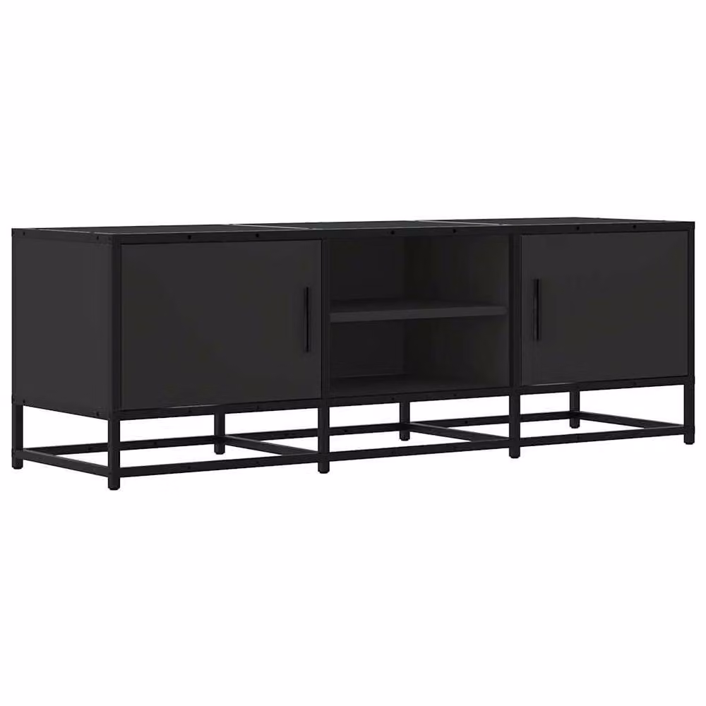 Berkfield Home Black TV Cabinet in Engineered Wood and Metal, W/D/H: 120 x 35 x 41 cm – 2