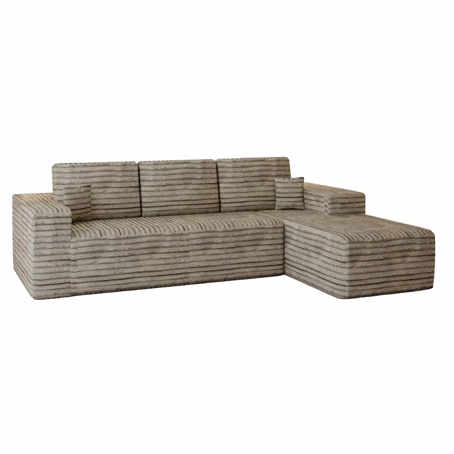 Sliding Wardrobes 4U Smart Right Corner L-Shape Sofa in Brown Fabric with Scatter Cushions – 4