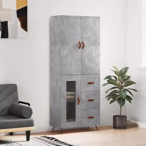 vidaXL Industrial Highboard in Grey with Hinged Doors and Internal Shelves, W/D/H: 69.5 x 34 x 180 cm – 2