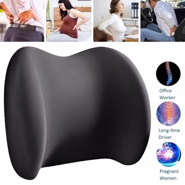 NESTLUNE Memory Foam Contoured Lumbar Back Support Cushion in Black, W: 120 cm, H: 135 cm – 1