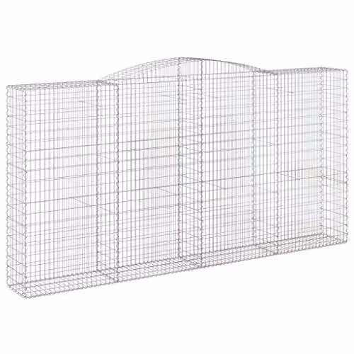 vidaXL Arched Gabion Baskets, 3 Piece Set, Silver Galvanised Steel, W: 400 cm, D: 50 cm, H: 200-220 cm