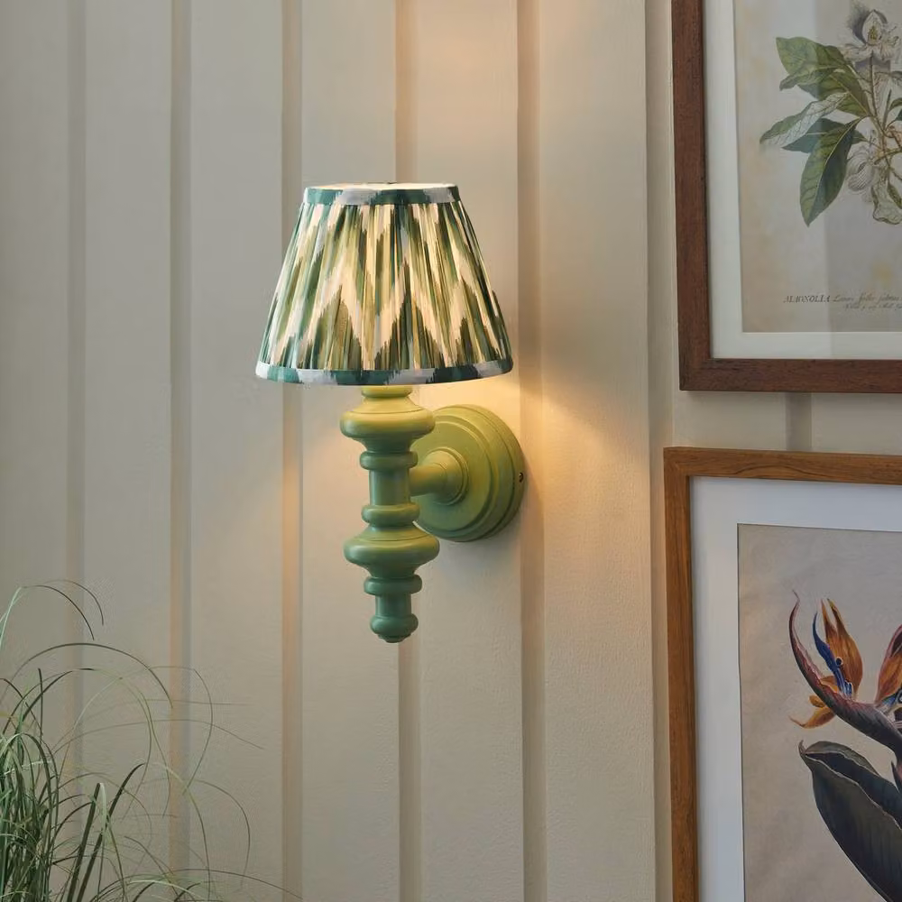Netlighting Carnaby Green Wall Light with Green Fabric Zigzag Shade and Gold/Brass Details, Diameter: 20 cm, B22 – 2
