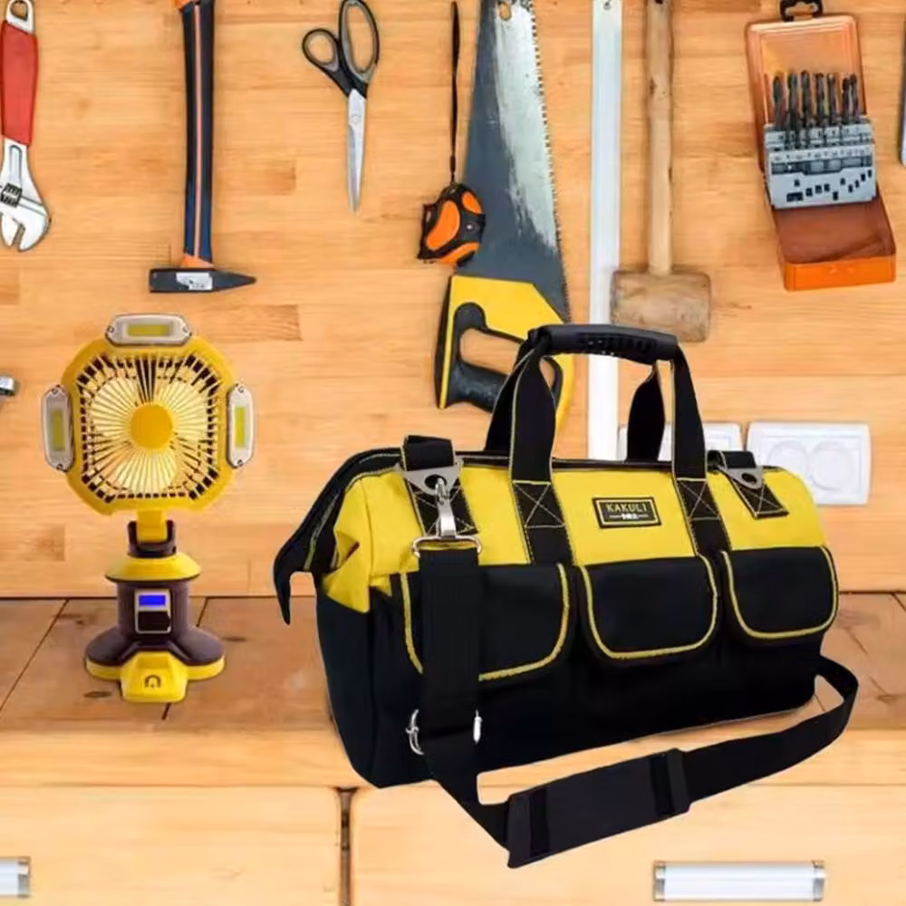 Kelvenix Heavy Duty 20 inch Multifunctional Tool Storage Bag, Yellow, W: 43.0 cm, D: 29.0 cm, H: 20.0 cm – 6