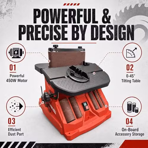 Lumberjack Red Benchtop Bobbin Spindle Belt Sander 450W 230V 58OPM – 4