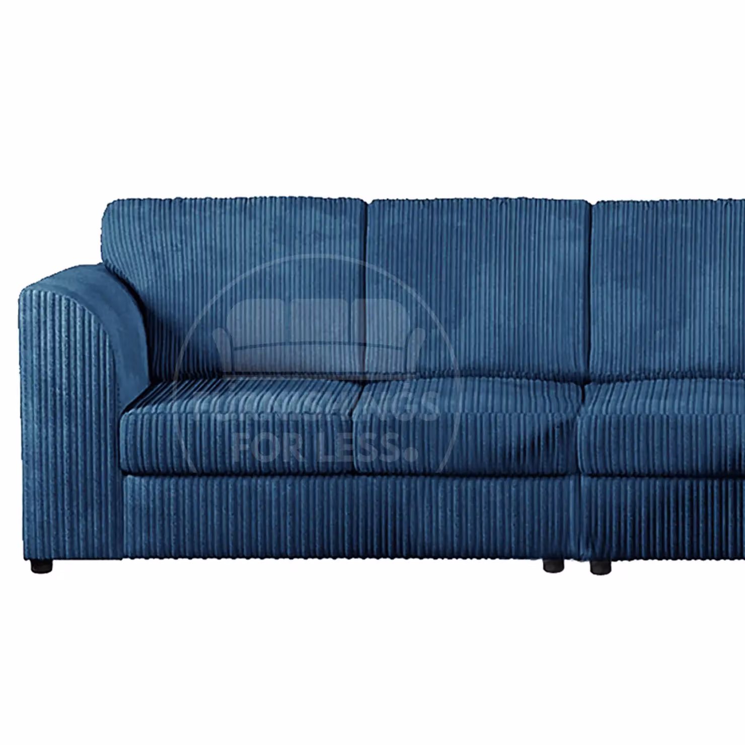 Furnishings For Less UK Luxor Jumbo Cord 5 Seater L-Shape Corner Sofa, Right Hand Facing, Blue – 2
