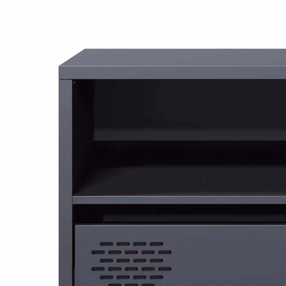 Berkfield Home TV Cabinet in Anthracite Grey, Matt Cold-rolled Steel, W: 135 cm, D: 39 cm, H: 43.5 cm – 5