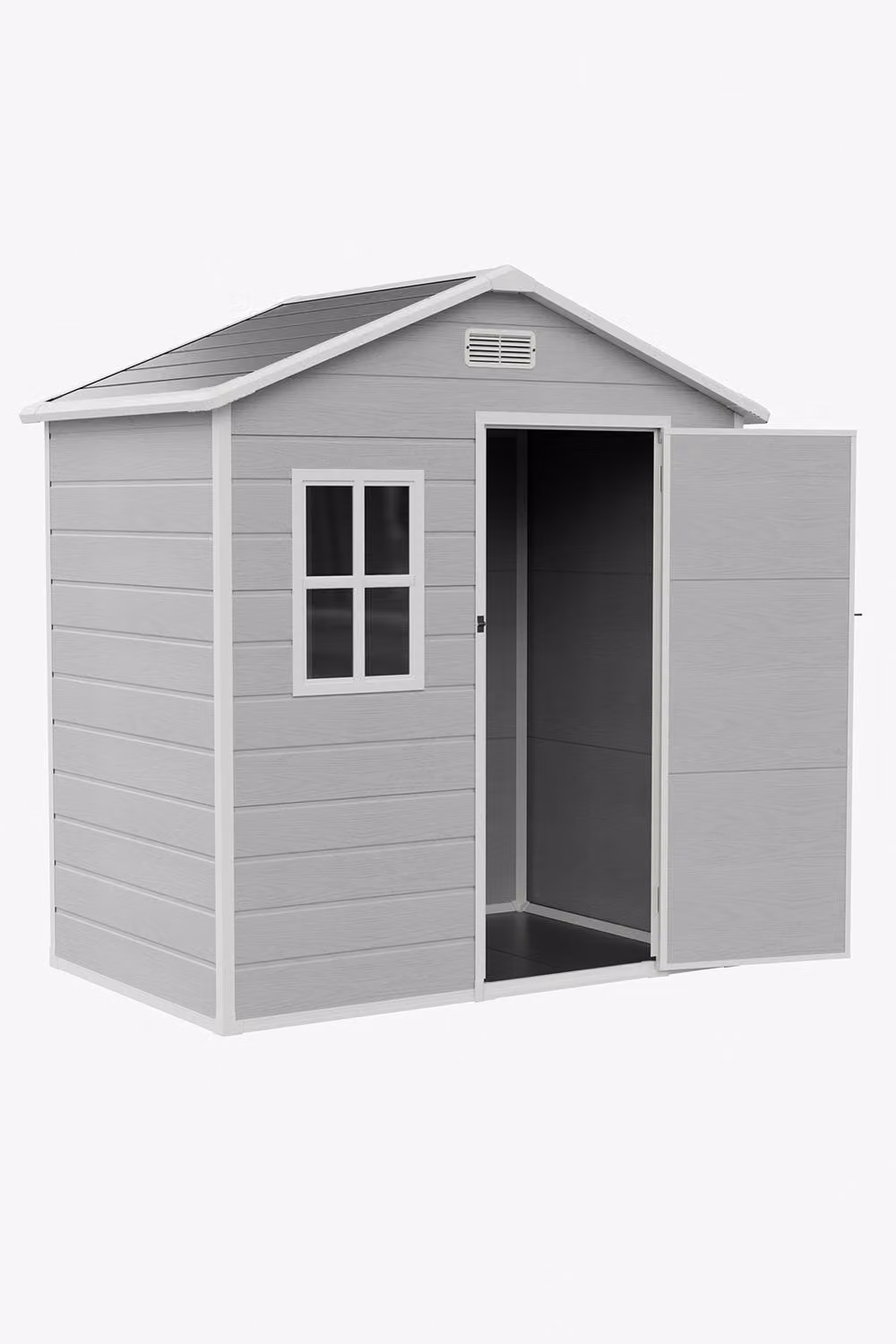 Living and Home Grey Outdoor Aluminium and PP Storage Shed with Double Doors and Gable Roof – 4