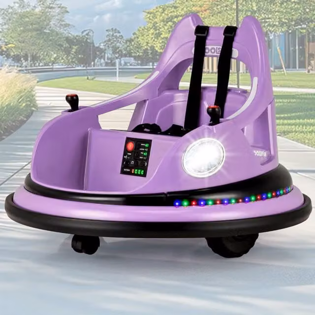 Costway Kids Electric Ride On Soft Bumper Car with Light and Sound, Purple