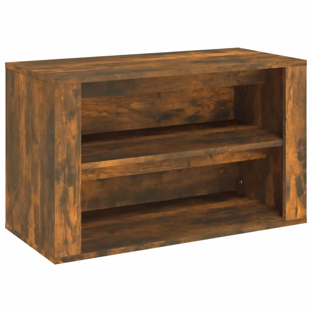 Berkfield Home Smoked Oak Shoe Rack in Brown, W/D/H: 75 x 35 x 45 cm – 2