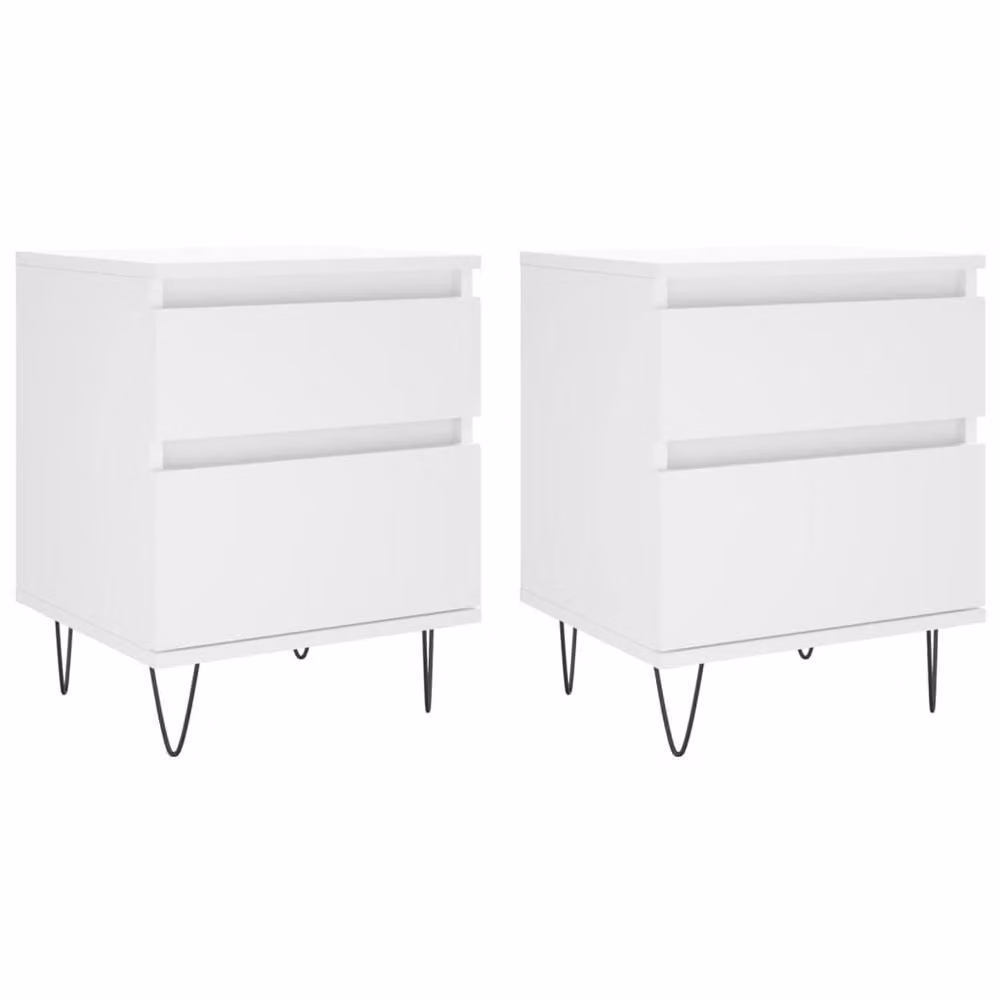 Berkfield Home Set of 2 White Modern Bedside Cabinets, W/D/H: 40 x 35 x 50 cm