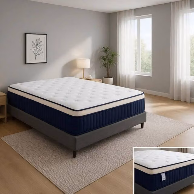 KDMD Windermere Soul Medium Firm Euro Top Double Hybrid Mattress in White, W/D/H: 140 x 200 x 32 cm – 1
