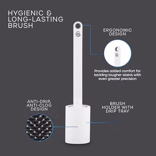 Swan Elevate Flexible Silicone Toilet Brush with Hygienic Holder, White, SWFC2003WHTN – 5