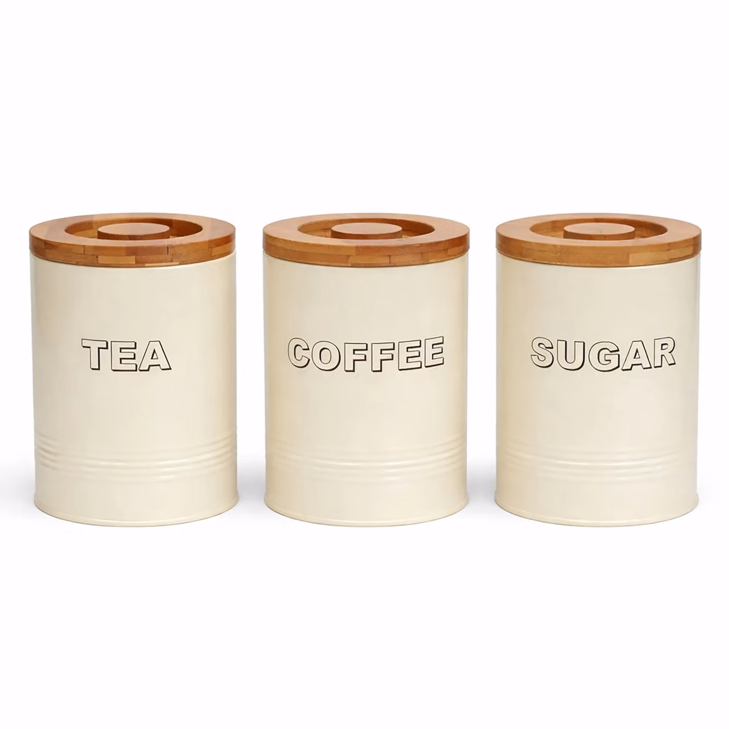 Simpa Tea, Sugar and Coffee Set with Airtight Bamboo Lids in Beige – 2