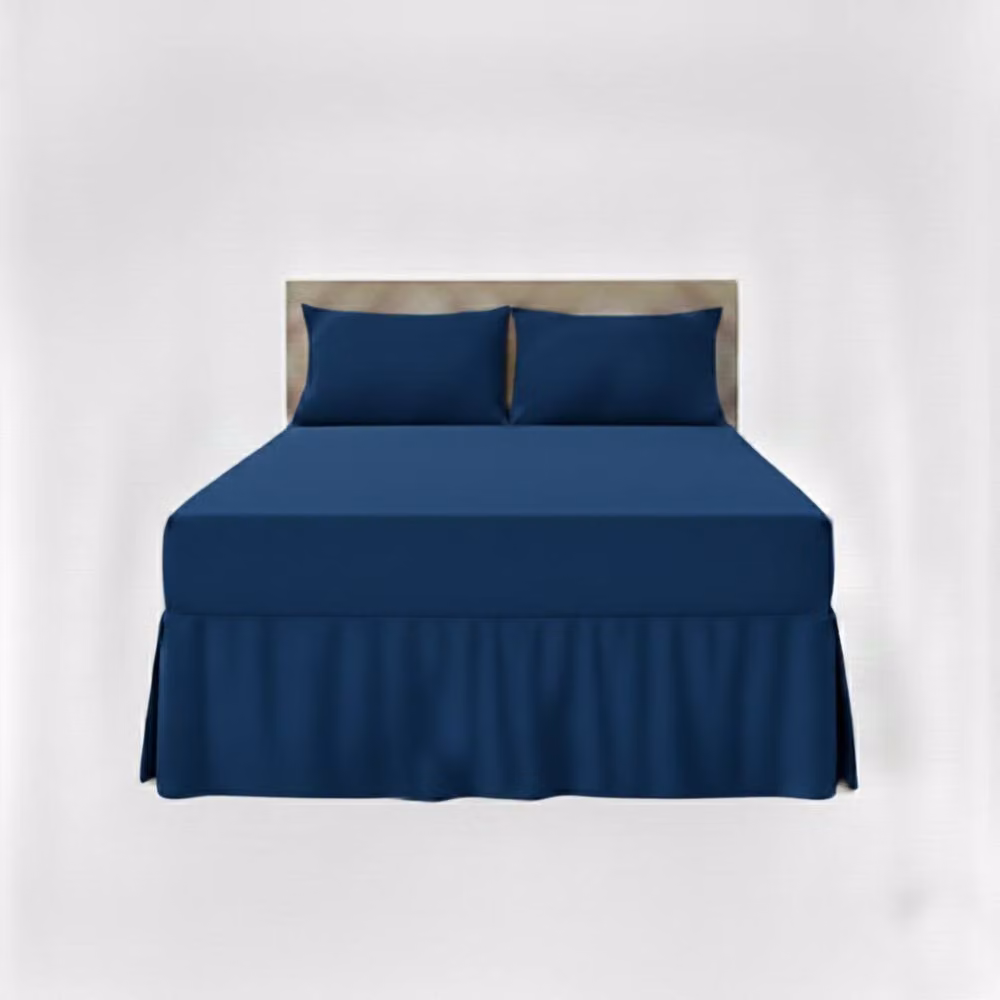 Snug City Super King Polycotton Fitted Valance Bed Sheet with Frill in Mid Blue – 2