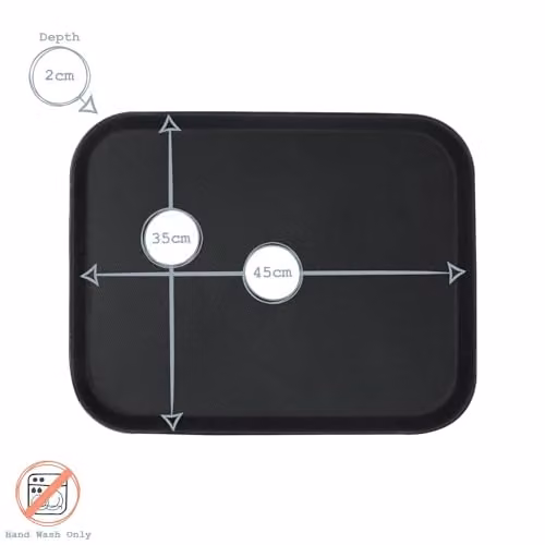 Argon Tableware Black Rectangular Non-Slip Serving Trays, Pack of 6, W: 45.5 cm, D: 35.5 cm – 6