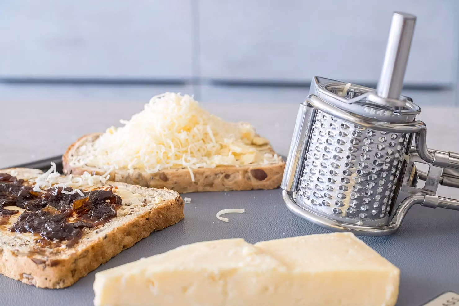MasterClass Deluxe Stainless Steel Rotary Cheese Grater, Silver – 5