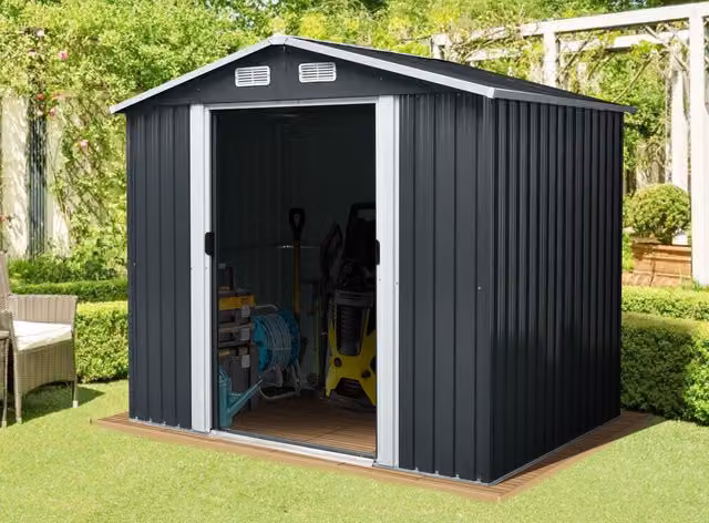Agadon Apex Metal Garden Shed in Matt Dark Grey – 1