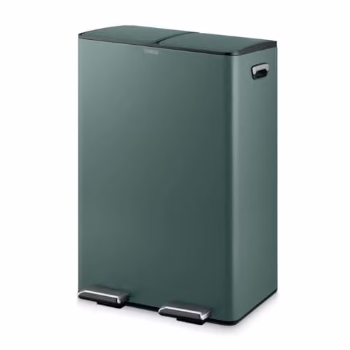 Tower 60L Recycling Pedal Bin with Two 30L Removable Inner Buckets, Green Coated Steel – 1