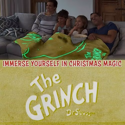 Get Trend The Grinch Glow in the Dark Fleece Throw Blanket, Green, W/D/H: 130 x 150 cm – 5