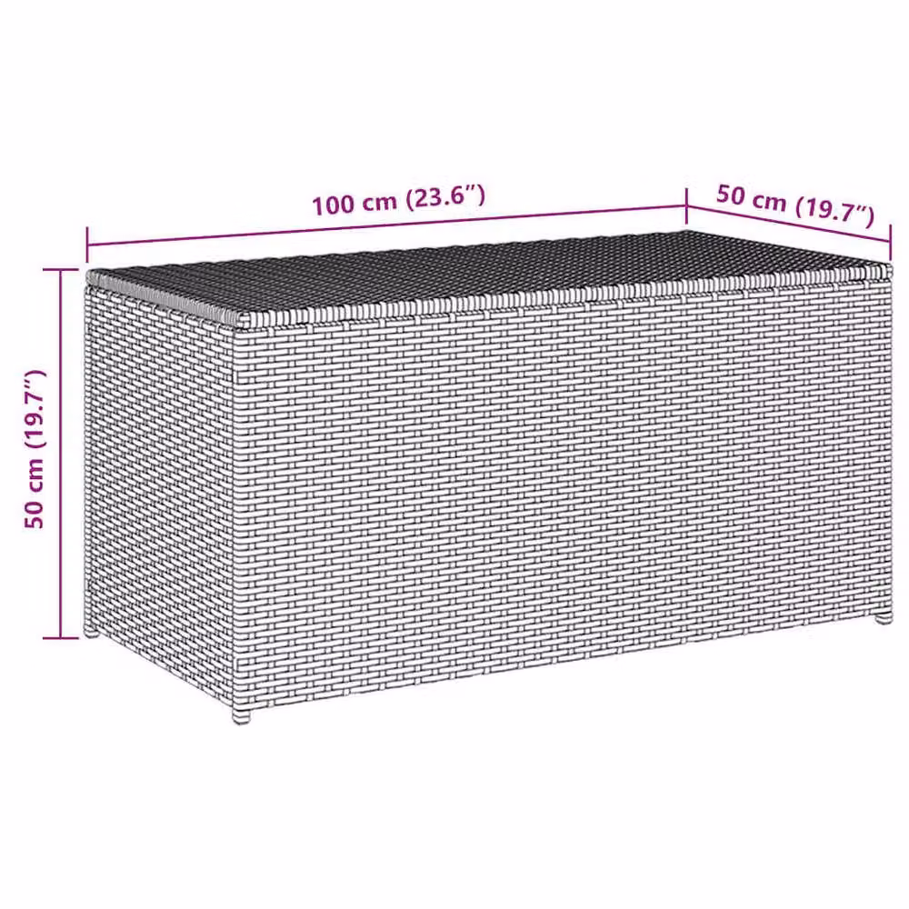 Berkfield Home Brown Poly Rattan Garden Storage Box W/D/H: 100 x 50 x 50 cm – 6