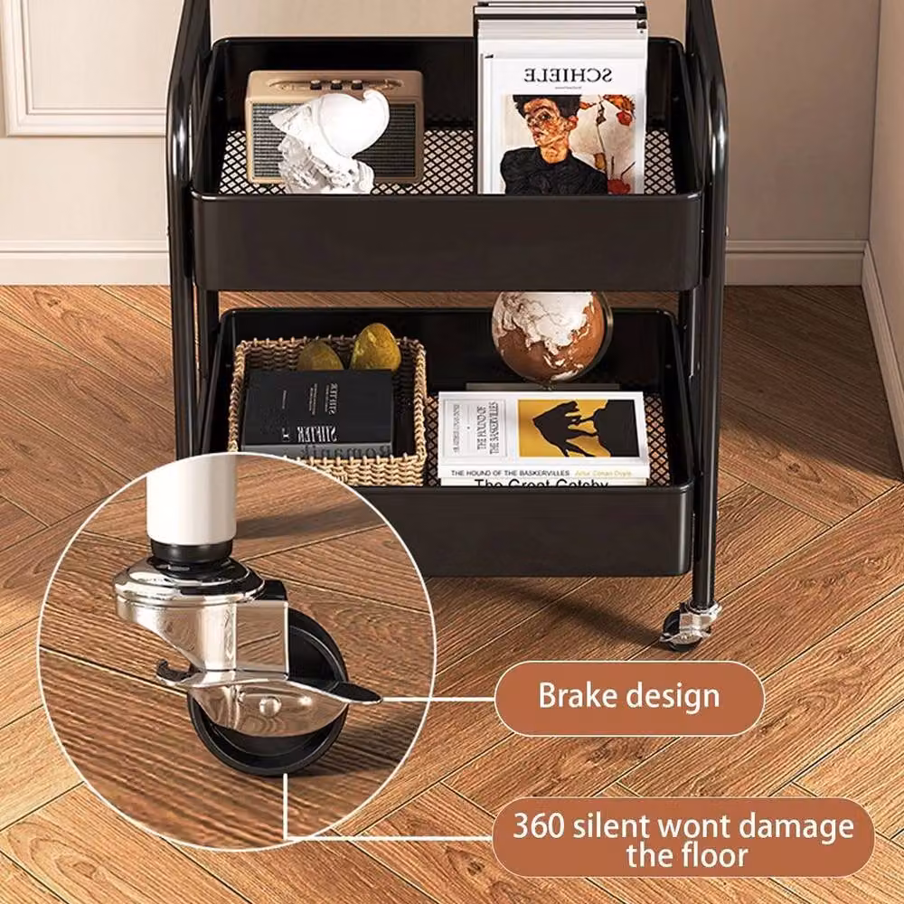 EONLION Black 3 Tier Steel Storage Trolley Cart for Kitchen and Dining Rooms, Height: 100 cm – 4