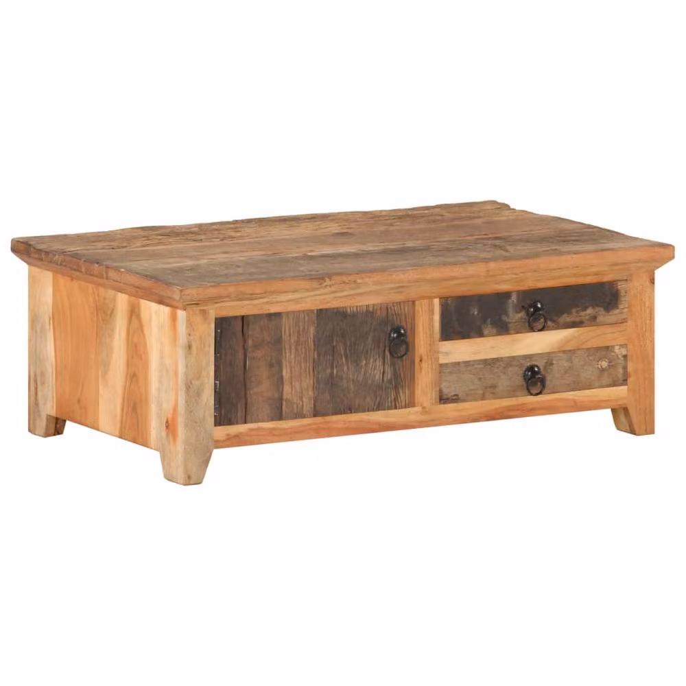Berkfield Home Beautiful Rustic Acacia Wood Coffee Table in Brown, W/D/H: 90 x 50 x 31 cm – 2