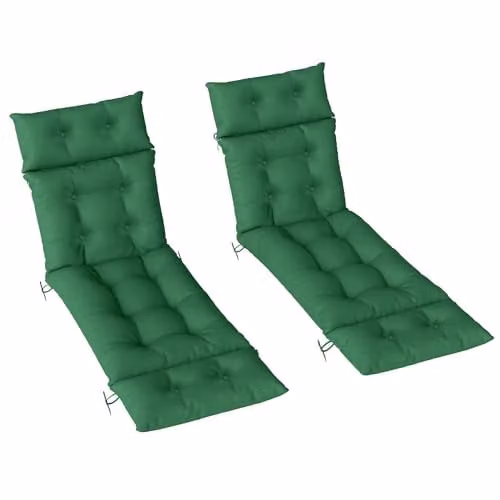 Outsunny Set of 2 Green Sun Lounger Cushions, W/D/H: 190 x 56 x 10 cm – 1
