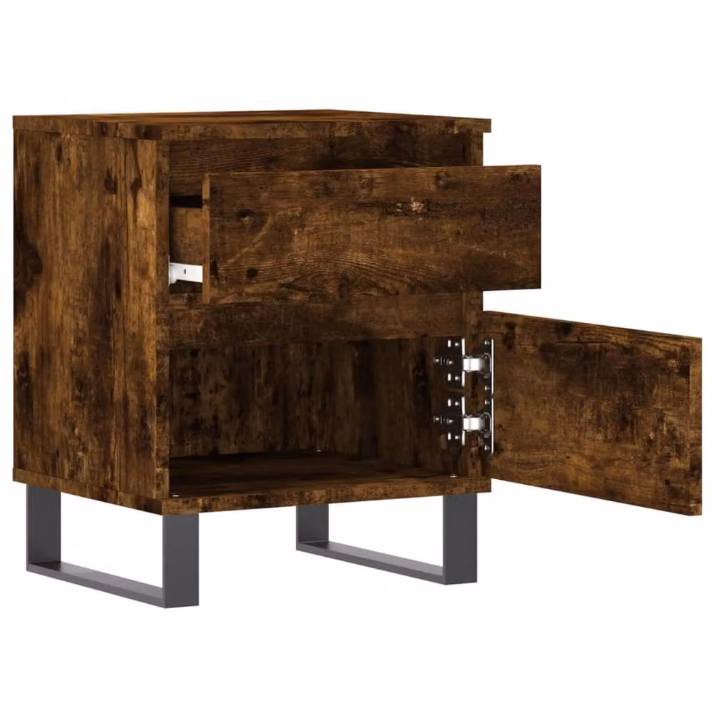 Berkfield Home Set of 2 Modern Bedside Cabinets in Smoked Oak Brown, W/D/H: 40 x 35 x 50 cm – 5