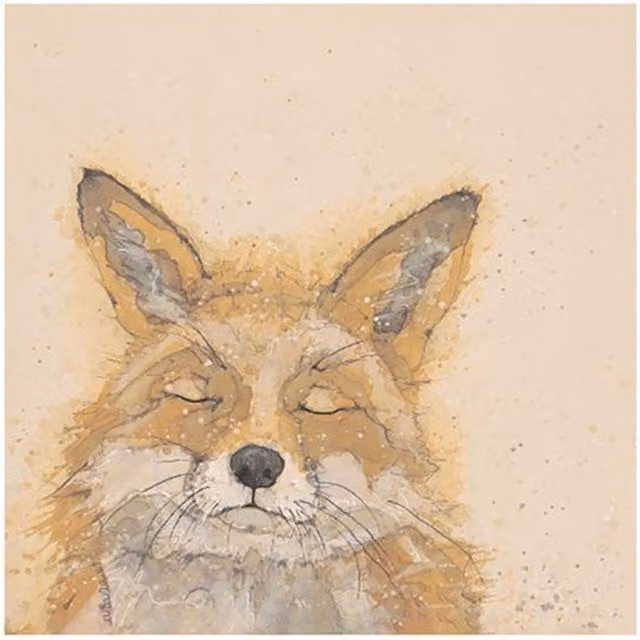 Bev Davies Zen Fox Paper Poster in Medium Beige