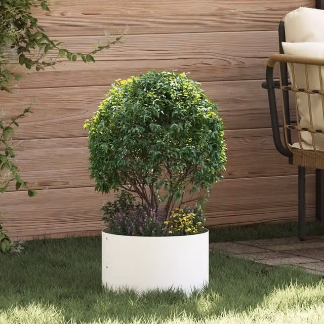 Berkfield Home White Metal Decorative Planter Pot for Indoor Plants