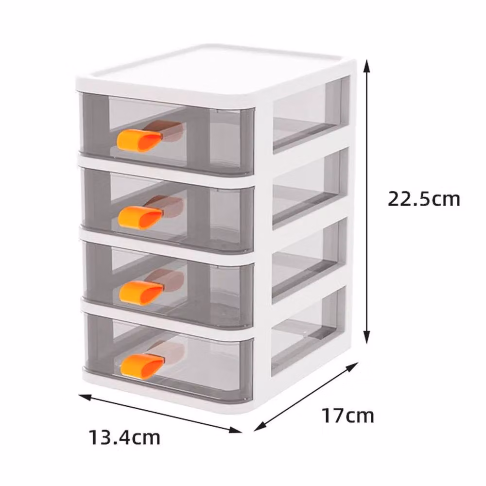 EONLION 4 Tier Small Desktop Storage Drawers in White, W: 60.0 cm, D: 60.0 cm – 2