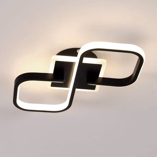 Goeco Modern LED Ceiling Light, 36W, Black Acrylic and Metal, 4500K