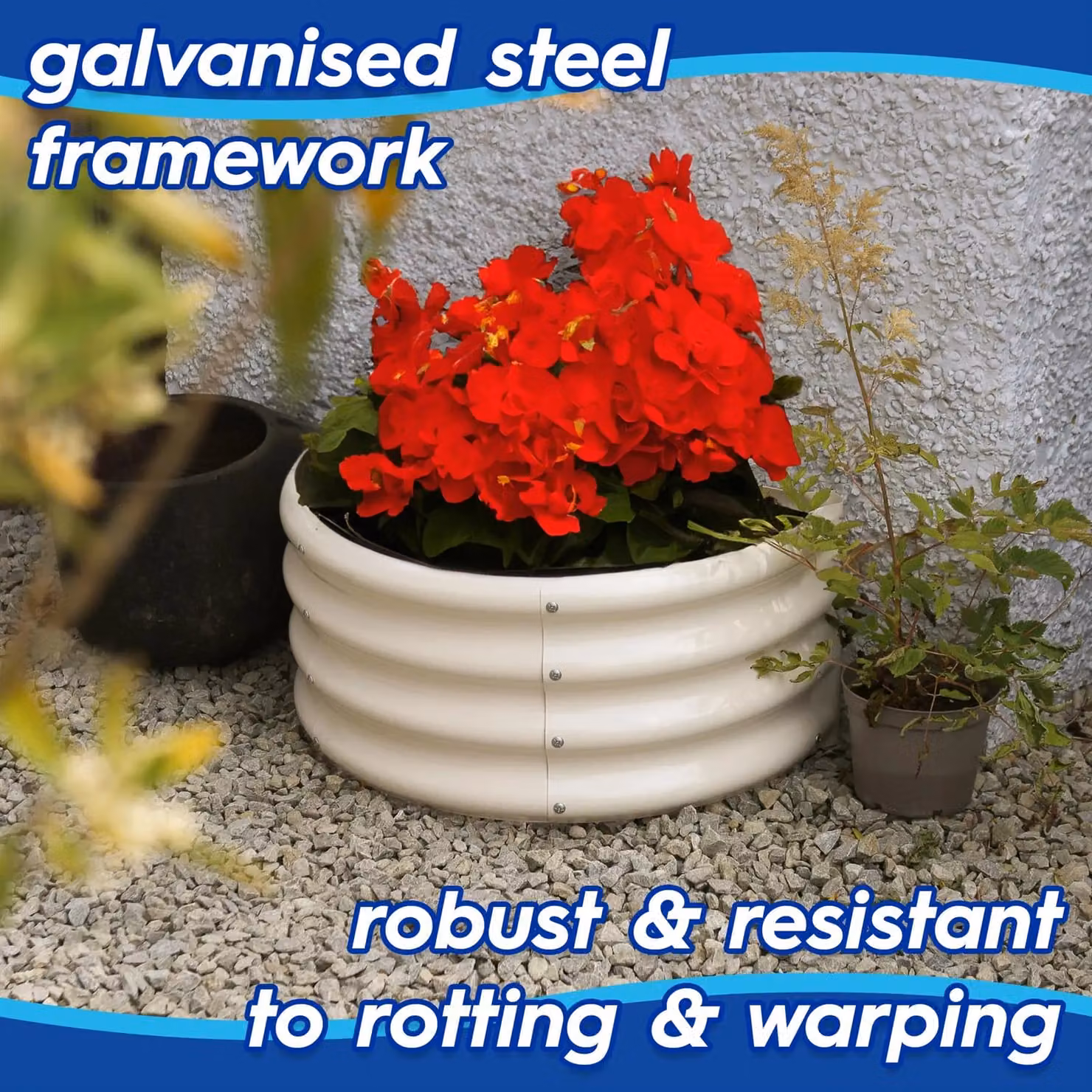 Harbour Housewares Set of 2 Semi-Circle Bottomless Galvanised Steel Raised Garden Beds in Green, W/D: 120 x 60 cm – 2